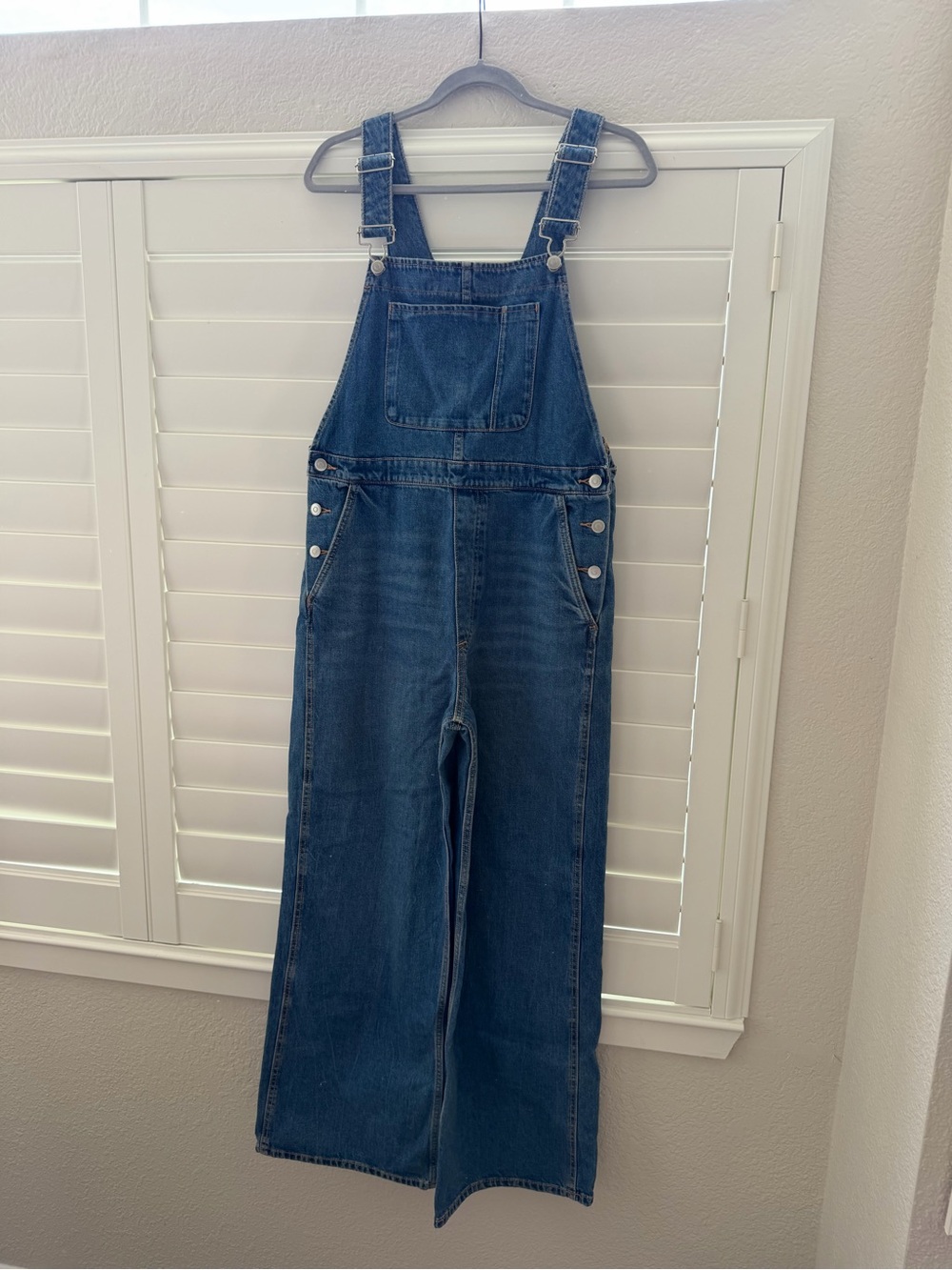 Zara Dark Blue Denim Wide-Leg Overalls